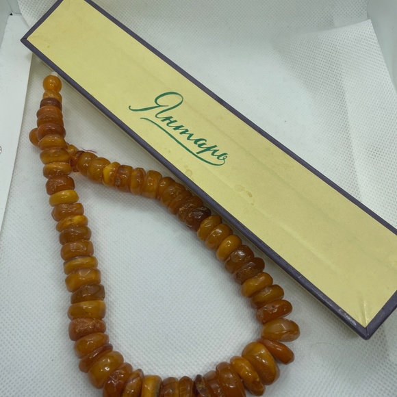 Vintage Butterscotch Baltic Amber Necklace Chocker USSR Soviet Expo'67 - Picture 5 of 8
